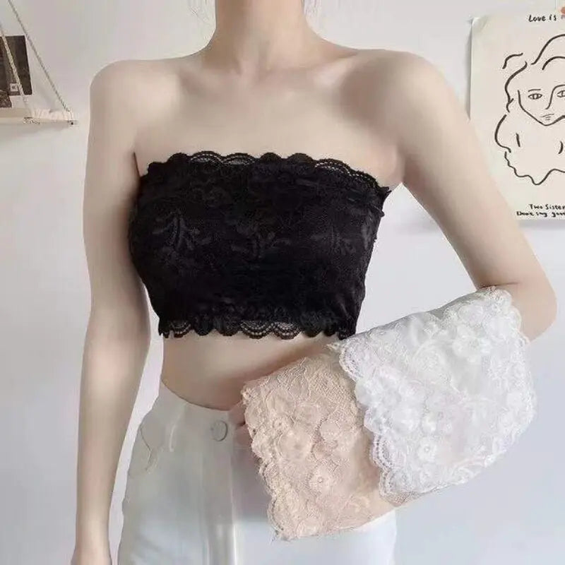 Stylish Tube Lace Bandeau Bra For Women