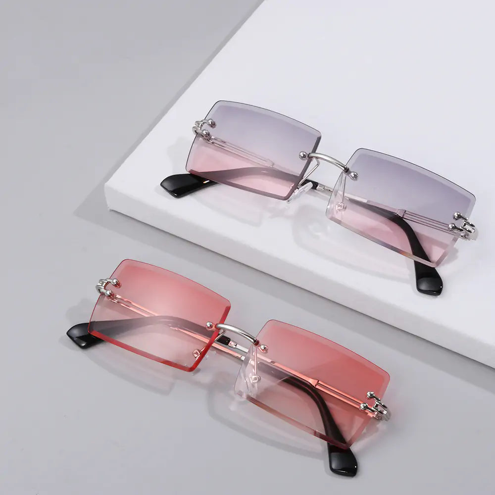 Rimless Small Rectangle Sunglasses -  UV400