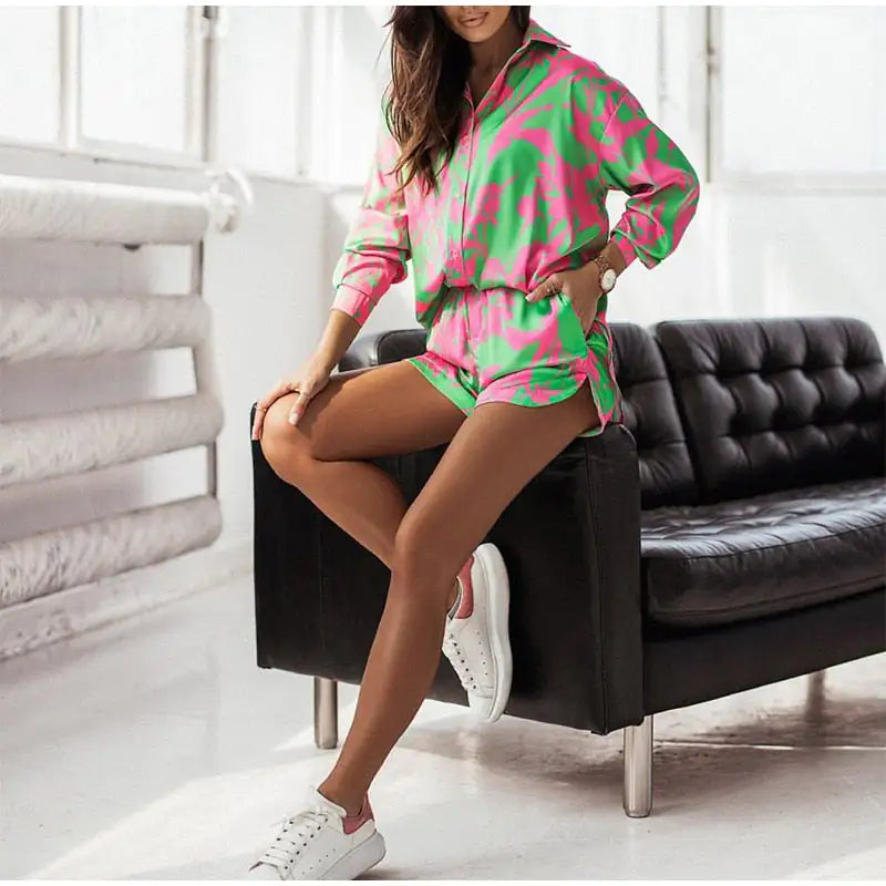 Elegant Colorful Short & Shirt Set for Women