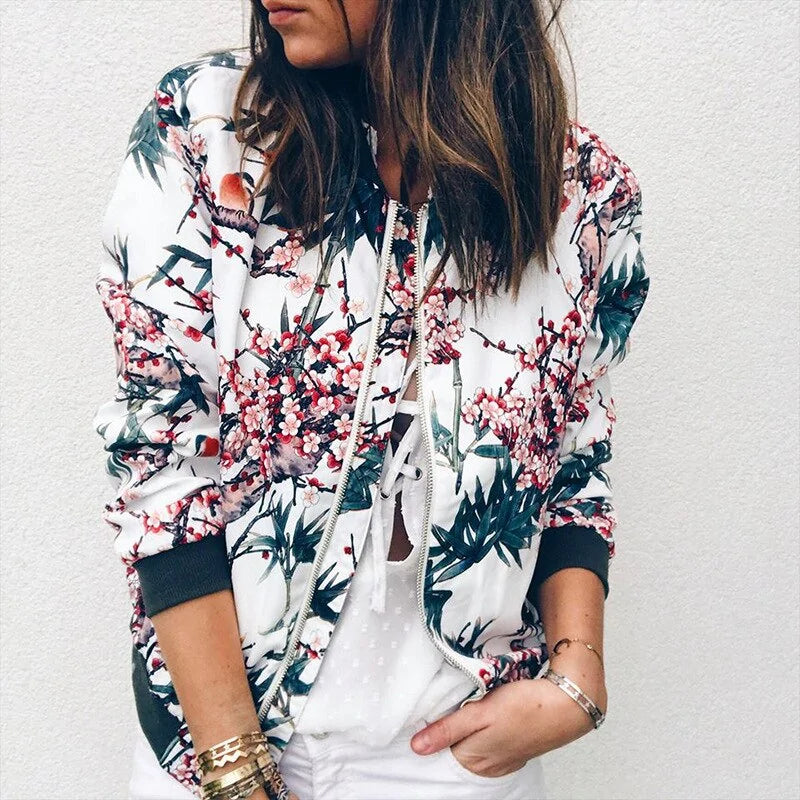 Floral & Modern Zip-Up Bomber Jackets for Women