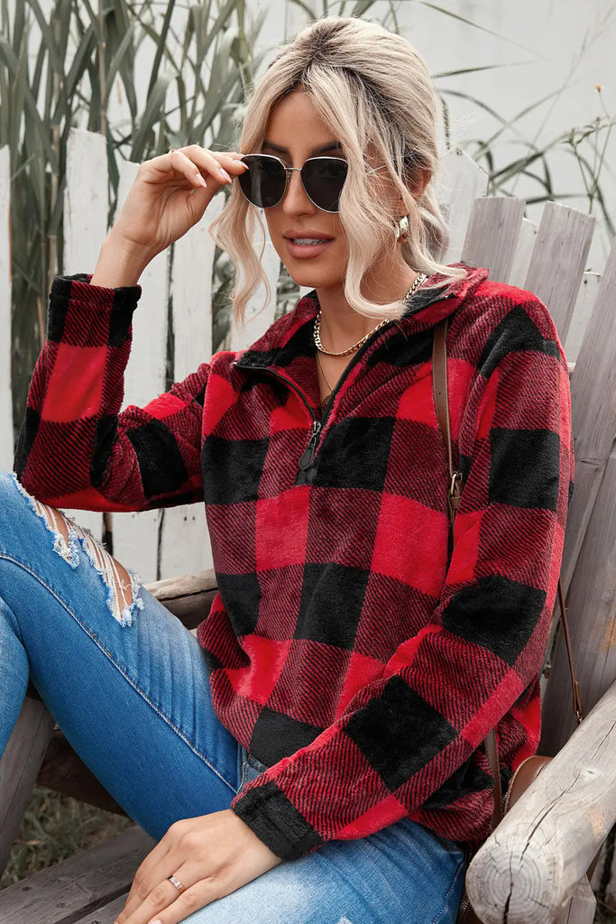 LumberJack Design Collar Sweatshirt