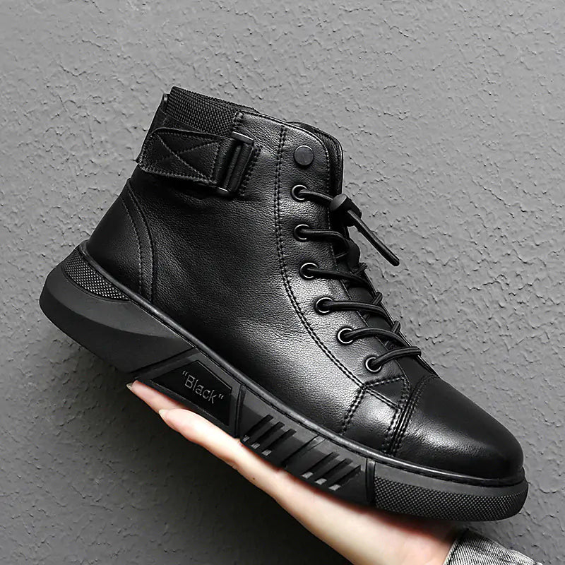 Leather Platform Boots For Men
