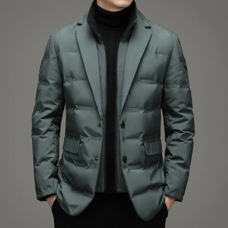 Winter Fake Two-piece Warm Blazer For Men