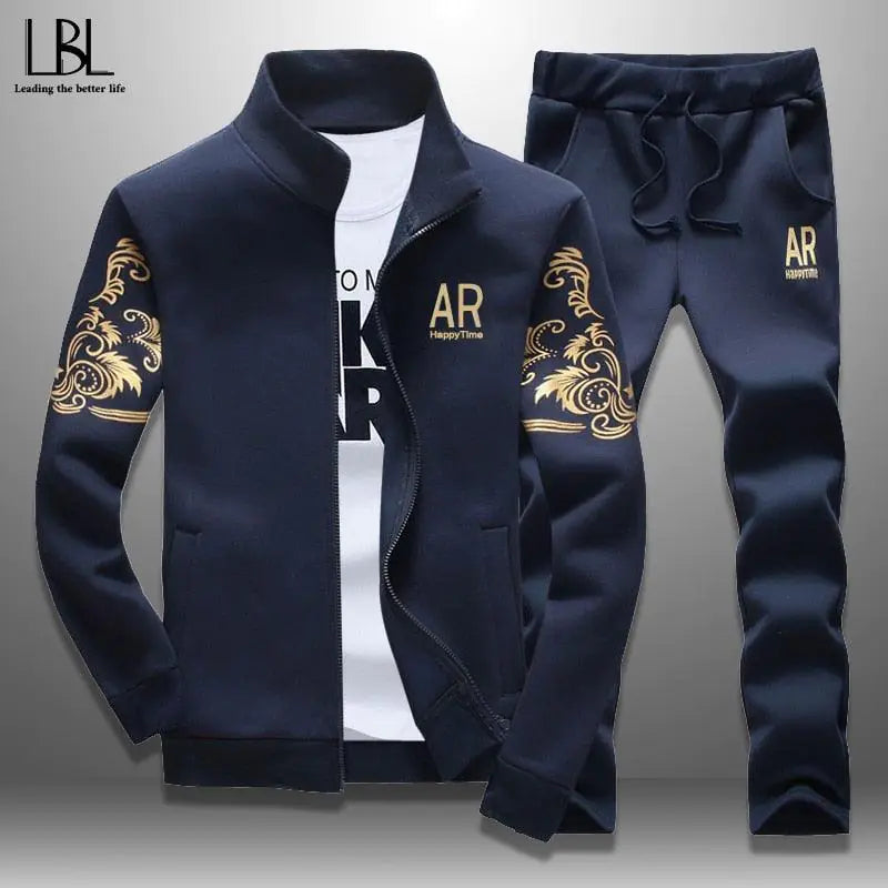 Zipper Sweat Suit Set For Men