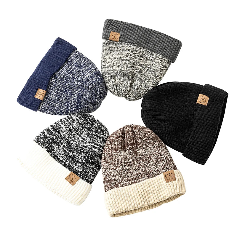 Two-Tone Winter Knitted Beanie Unisex